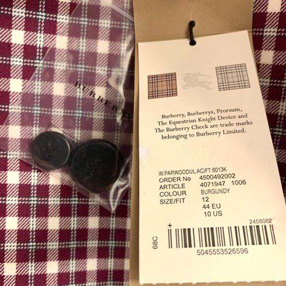 $3,490 BURBERRY NWT Authentic Purple Plaid Stripe Jacket Trench Coat – Size 10 - Picture 11 of 16